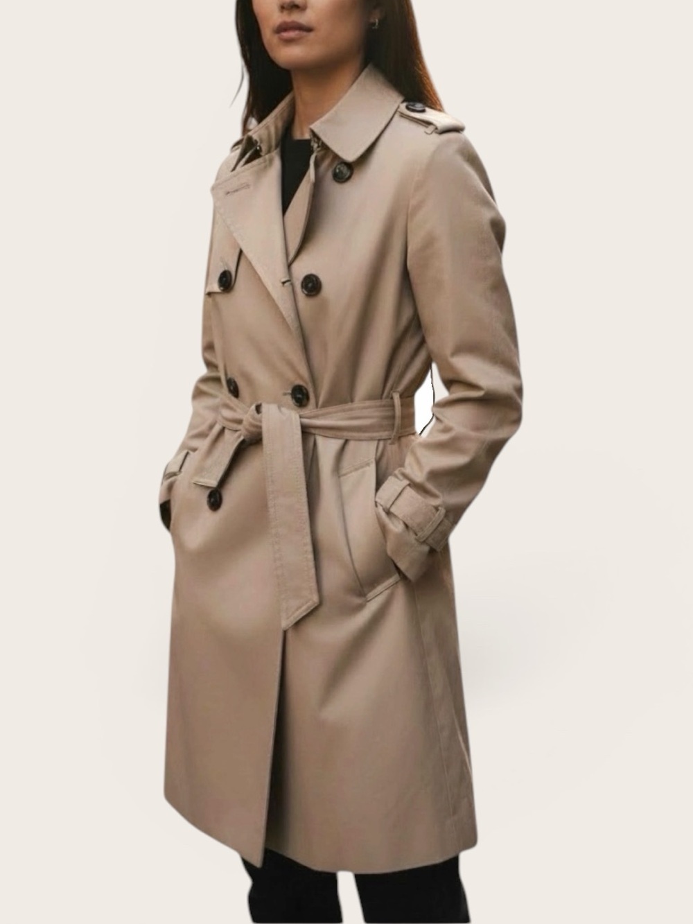 Ann Taylor Double-Breasted Tailored Lined Trench Coat with Belt Women’s Size XS
